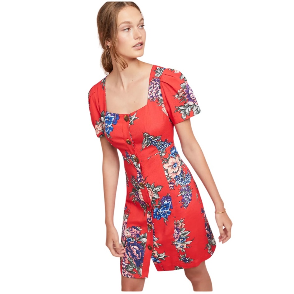 Anthropologie Maeve Caldwell Floral Print Button down Dress